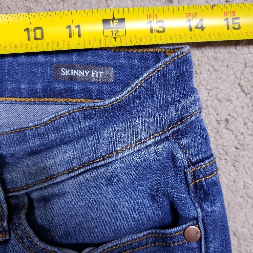 Judy Blue Womens Jeans 7/28 Blue Skinny Plaid Patch Mid Rise Whiskered Capsule - Picture 8 of 11